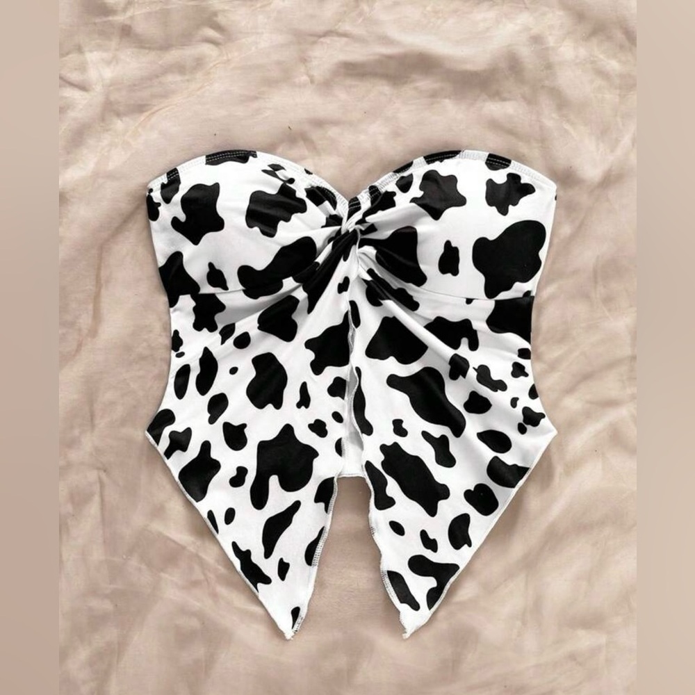 Black and White Asymmetrical Bustier Crop Top